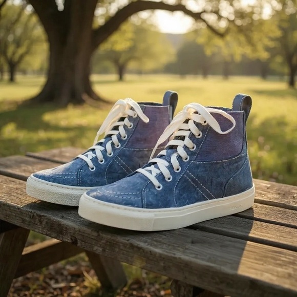 Thakoon Blue Custom Hand-Dyed High-Top Sneakers Tennis Shoes SZ 36 New In Box - Picture 1 of 13